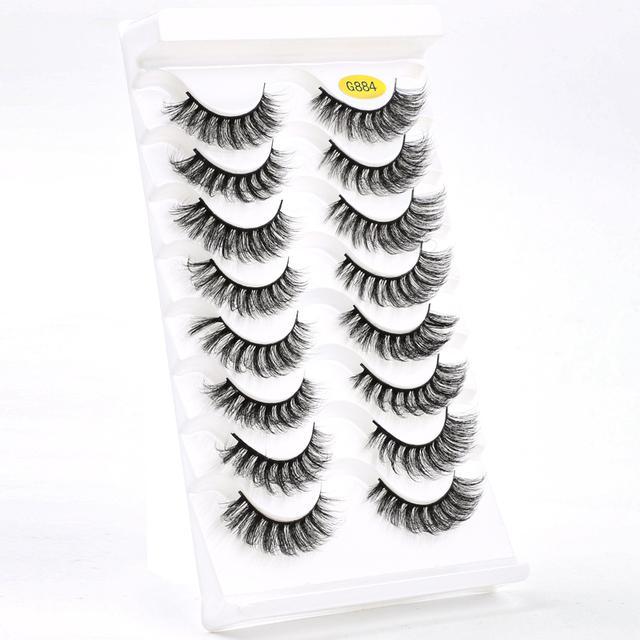 European And American 3D Dense 8 Double Pairs Of False Eyelashes Simulation Soft Curling Multi-layer DD Curved Chemical Fiber Eyelash