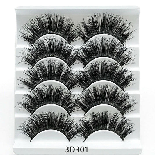 Mink False Eyelashes 3D False Eyelashes Five Pairs Of Soft Cotton Stalk Eyelashes