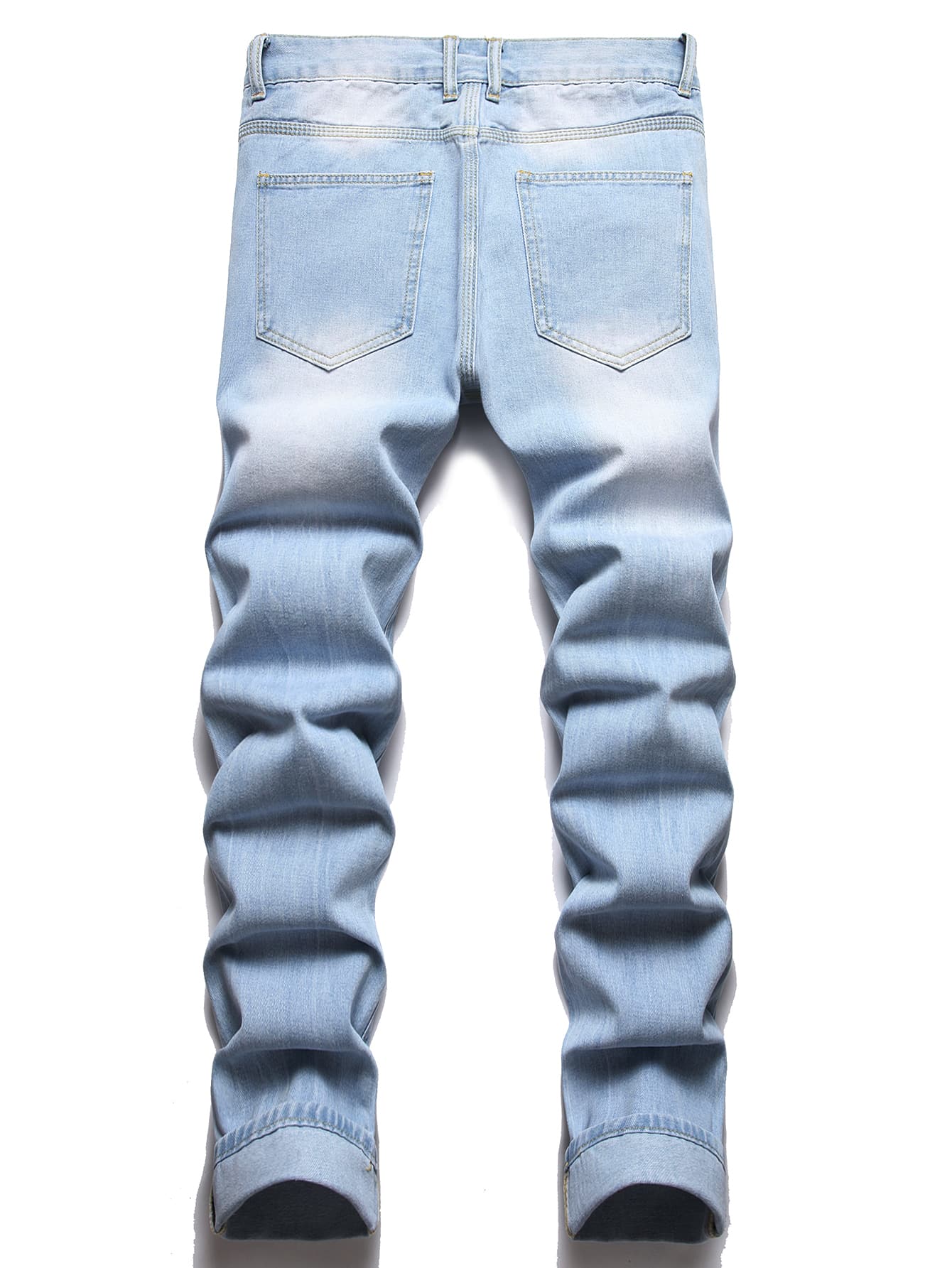 Cartoon & Letter Patched Ripped Straight Jeans