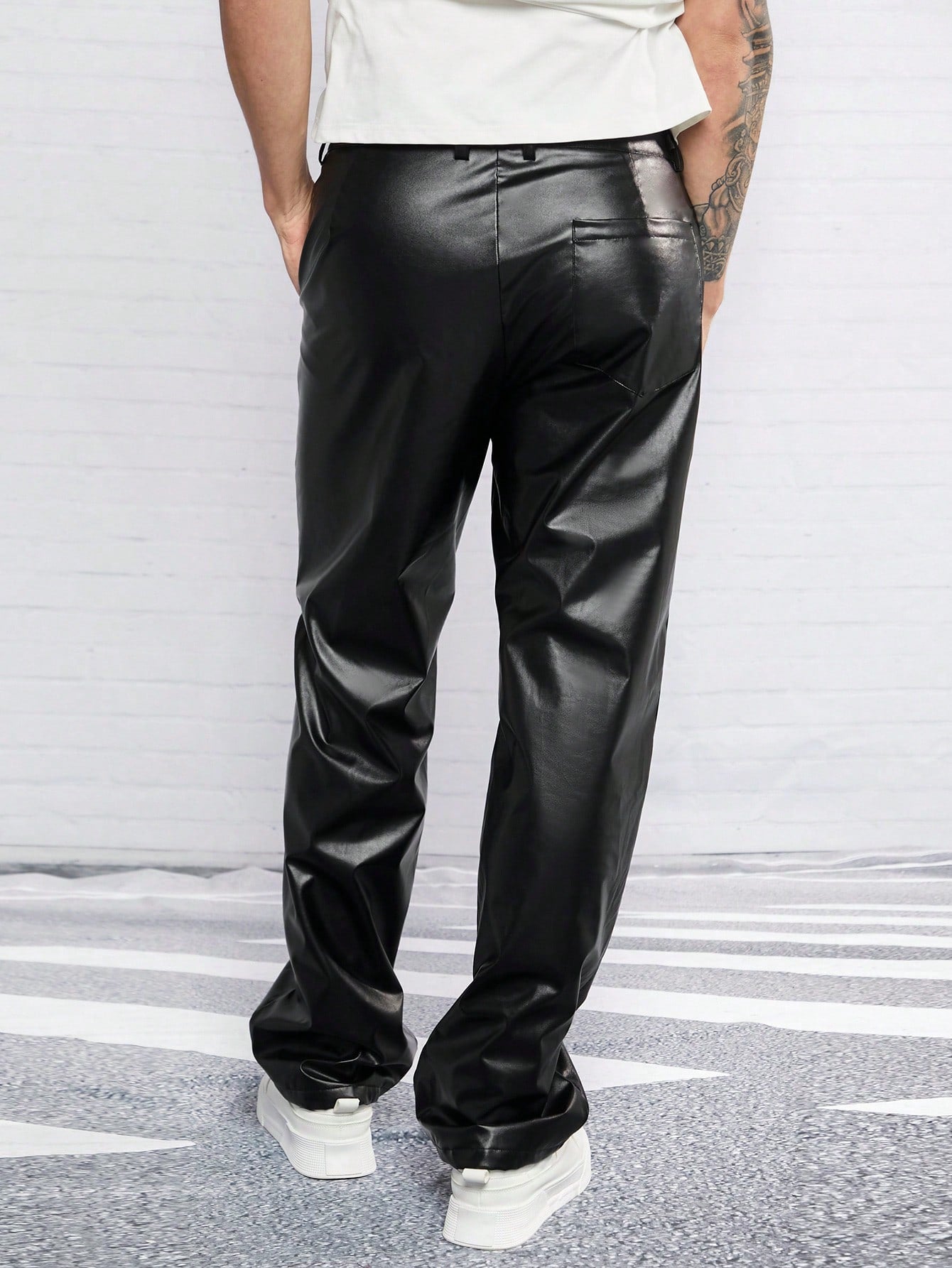 Manfinity AFTRDRK Men Slant Pocket PU Leather Pants