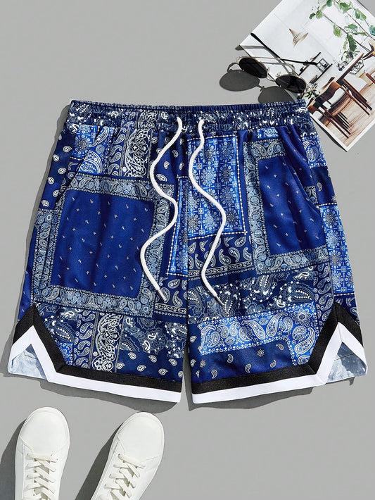 Manfinity Chillmode Men Paisley & Scarf Print Drawstring Waist Shorts