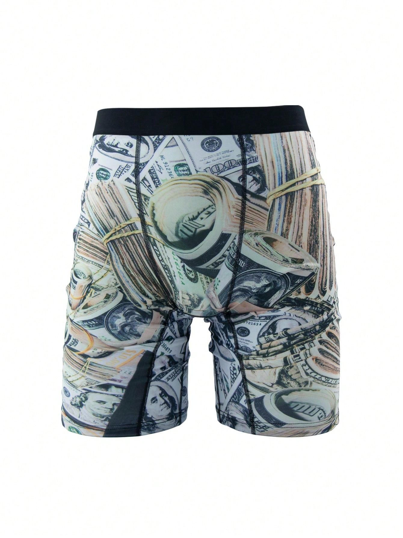 4pcs Men Printed Long Boxer Briefs