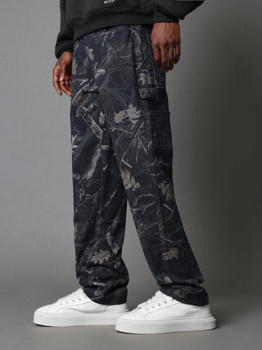 SUMWON Straight Fit All Over Printed Carpenter Pant