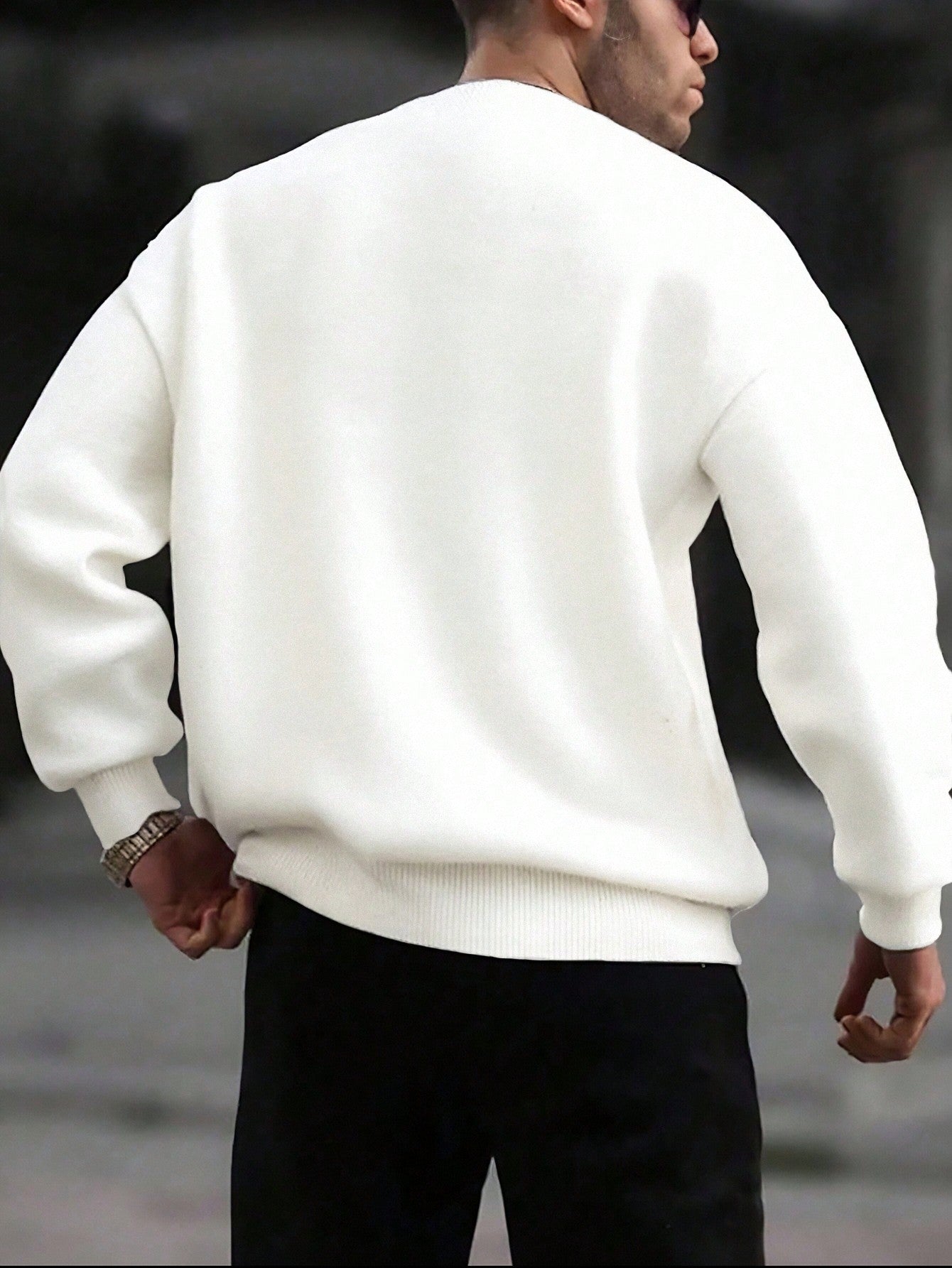 Men"S Plain Round Neck Long Sleeve Loose Casual Sweater, Autumn/Winter