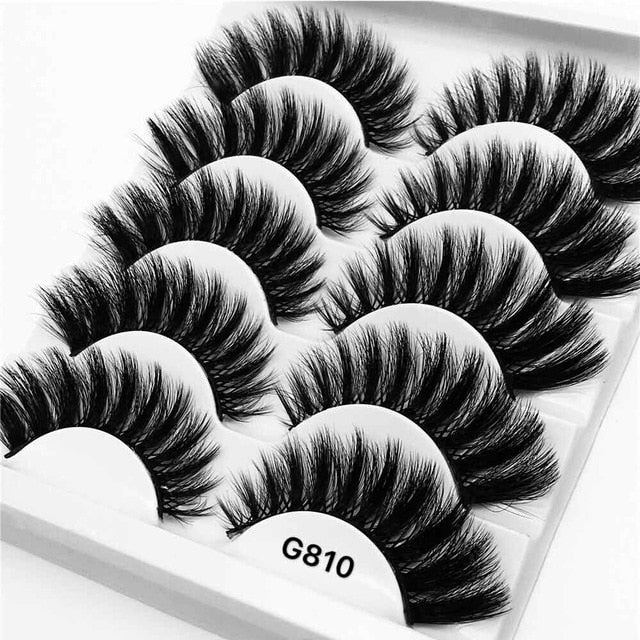 5Pairs 3D Mink Lashes False Eyelashes Natural Eyelash Extension Volume Lashes Long Cross Faux Eye Lashes Makeup G800 G815 Fake L