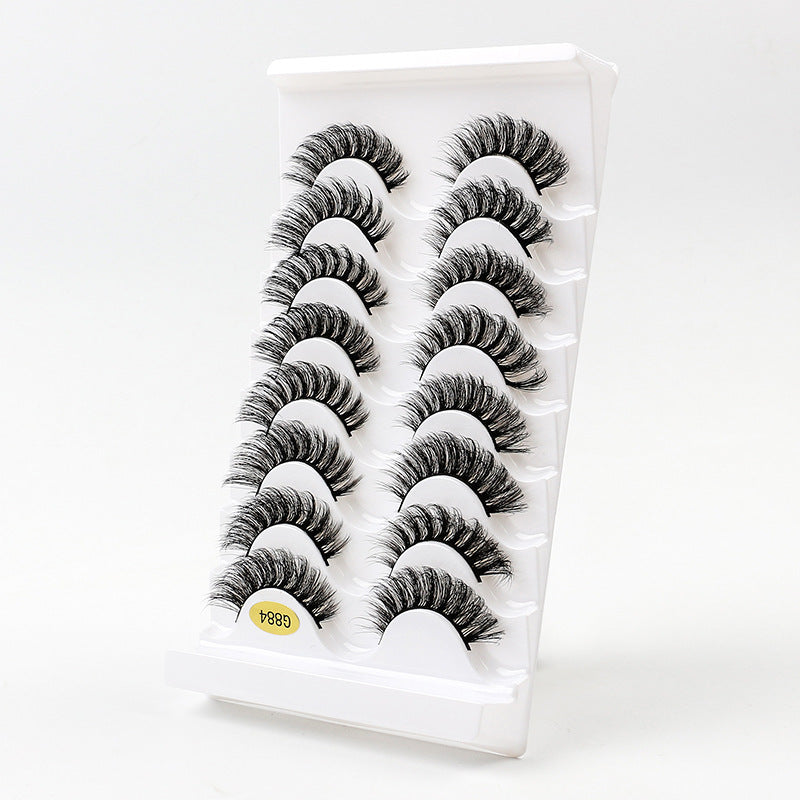 European And American 3D Dense 8 Double Pairs Of False Eyelashes Simulation Soft Curling Multi-layer DD Curved Chemical Fiber Eyelash