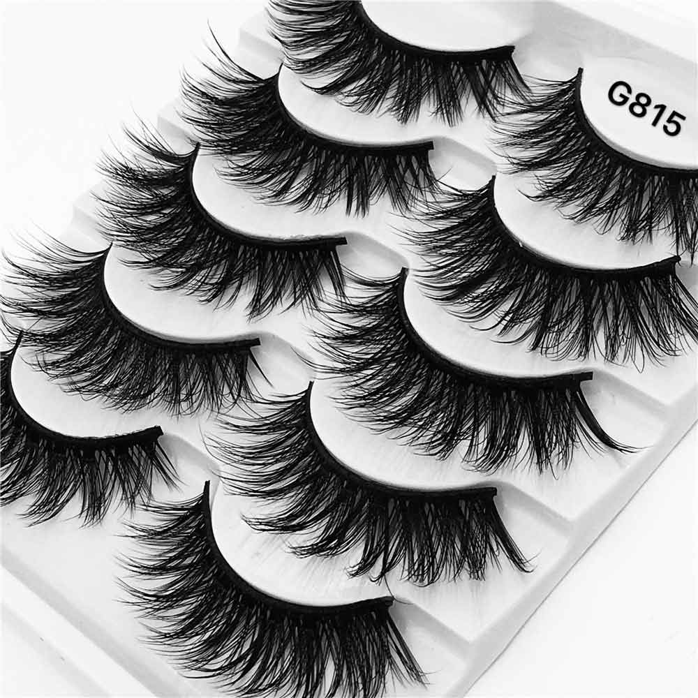 5Pairs 3D Mink Lashes False Eyelashes Natural Eyelash Extension Volume Lashes Long Cross Faux Eye Lashes Makeup G800 G815 Fake L