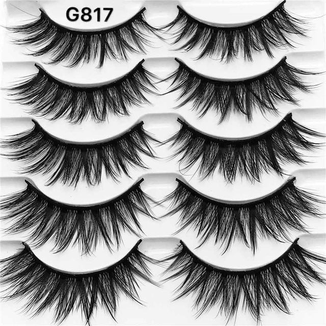 5Pairs 3D Mink Lashes False Eyelashes Natural Eyelash Extension Volume Lashes Long Cross Faux Eye Lashes Makeup G800 G815 Fake L