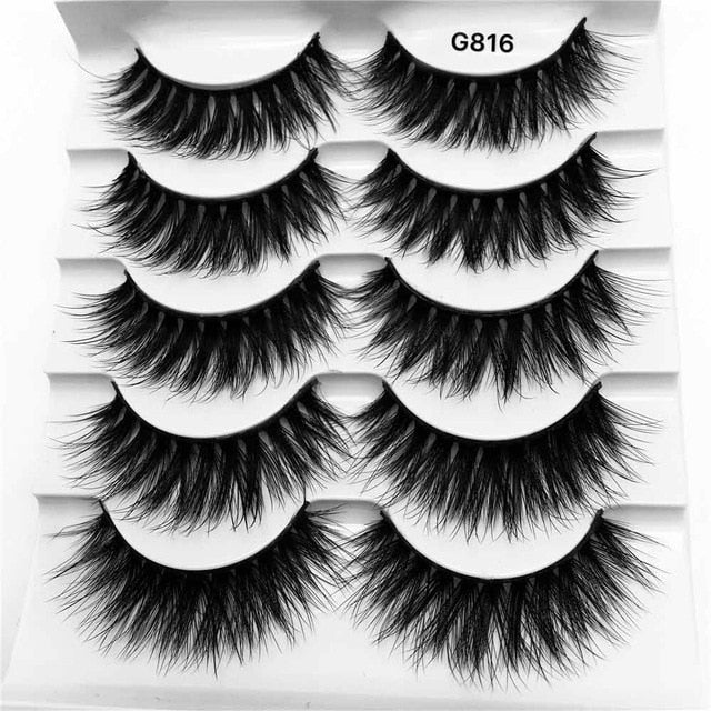 5Pairs 3D Mink Lashes False Eyelashes Natural Eyelash Extension Volume Lashes Long Cross Faux Eye Lashes Makeup G800 G815 Fake L