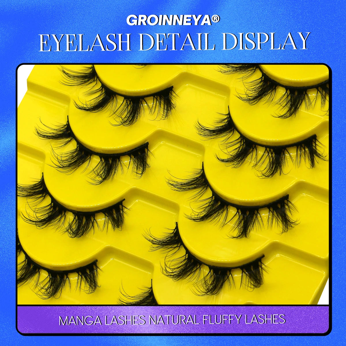 GROINNEYA Fluffy Lashes 5/10 pairs Manga Lashes 3D Natural False Lashes Fluffy Soft Cross Wispy Natural Eyelash Extension Makeup